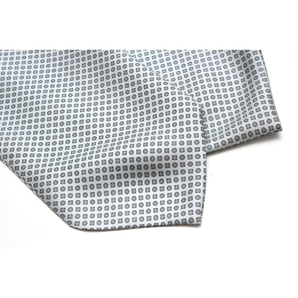 Camellucci Men's Cravat Ascot Tie Grey Ornament 100%Silk A131